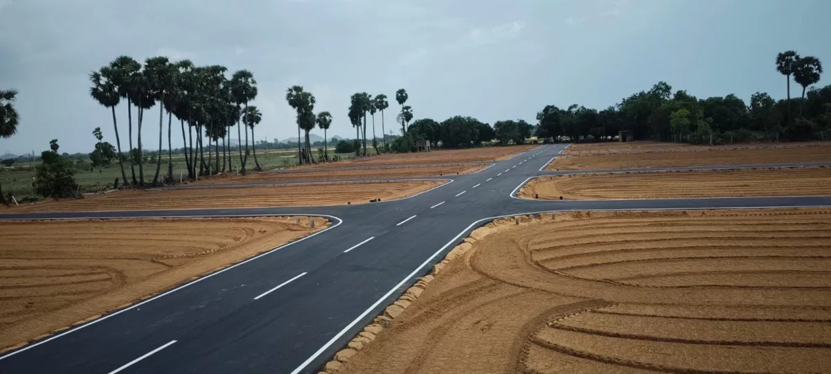 Completed centre-line and lane road marking on a rural highway
